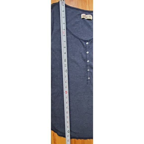 Hollister Ribbed Henley Heathered Navy Blue 3/4 Sleeves Women's Medium Y2K - Picture 7 of 7